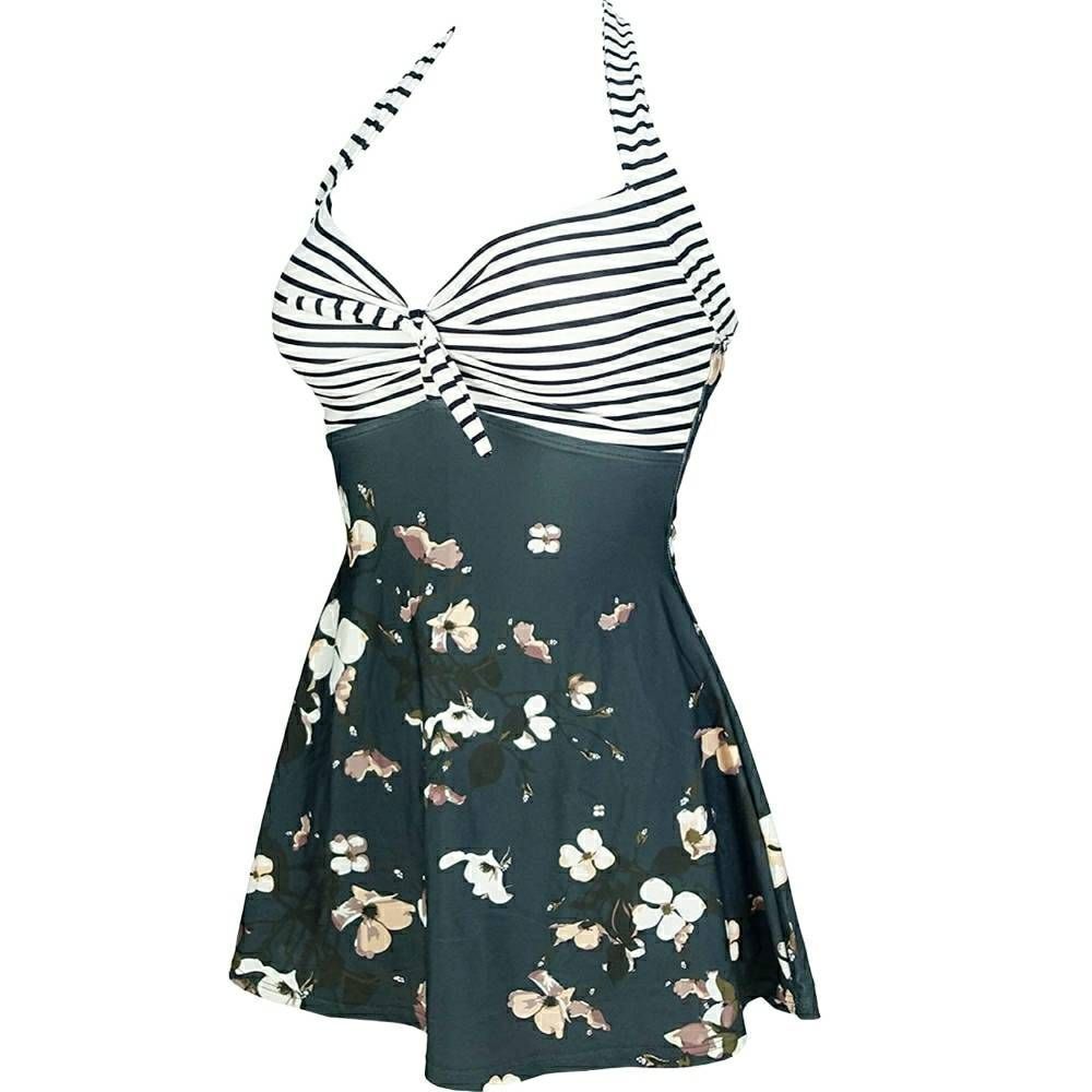 COCOSHIP Vintage Sailor Pin Up Swimsuit Retro One Piece Skirtini Cover Up US 22